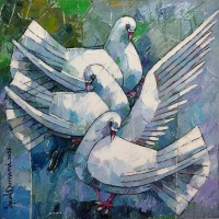 Iqbal Durrani, 18 x 18 Inch, Oil on Canvas, Figurative Painting, AC-IQD-311